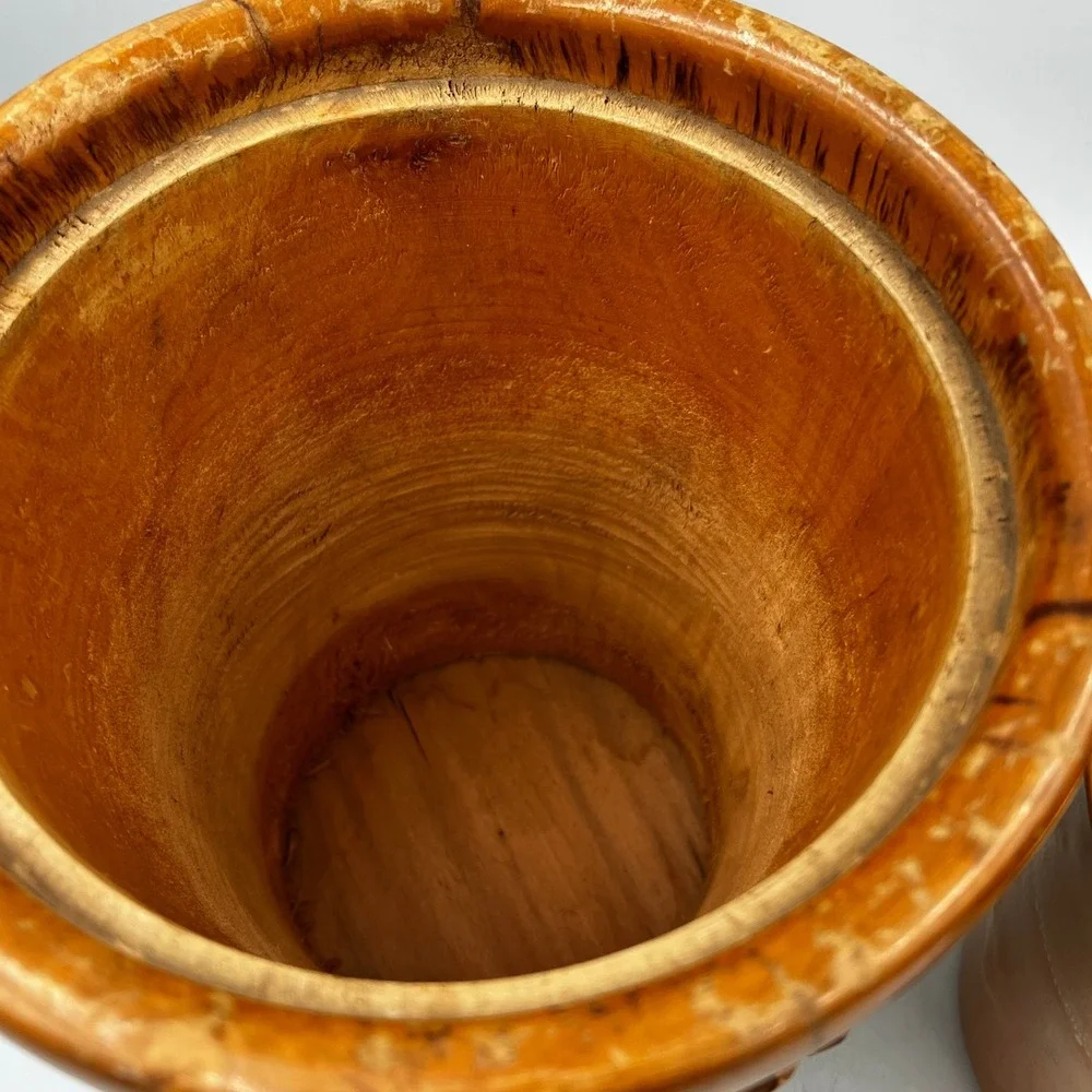 Vintage Carved Wood Wine Champagne Cooler Aldo Tura Style Metal Liner MCM‎